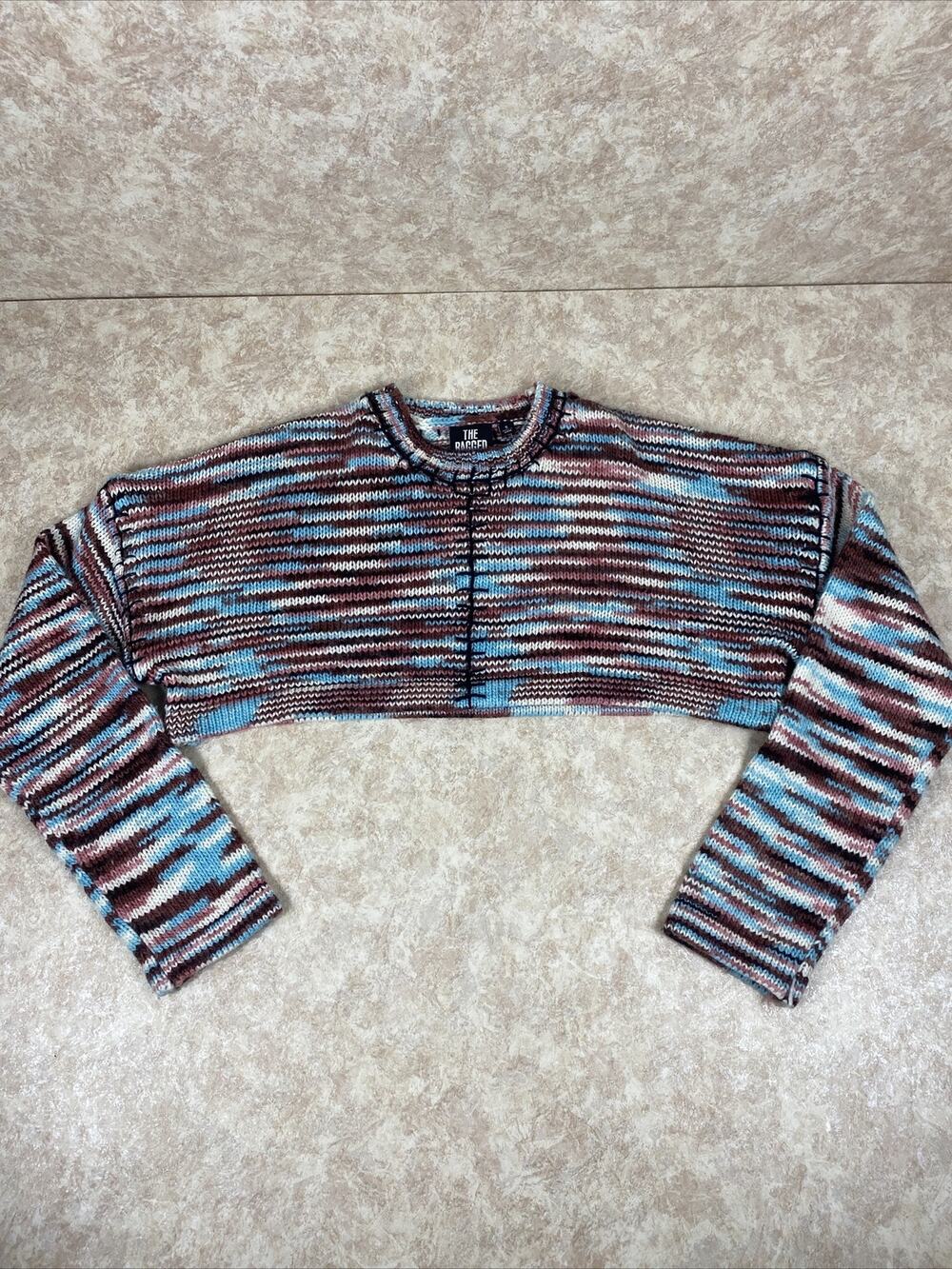 THE RAGGED PRIEST Crop Sweater Size Small Colorful Knit Urban Outfitters